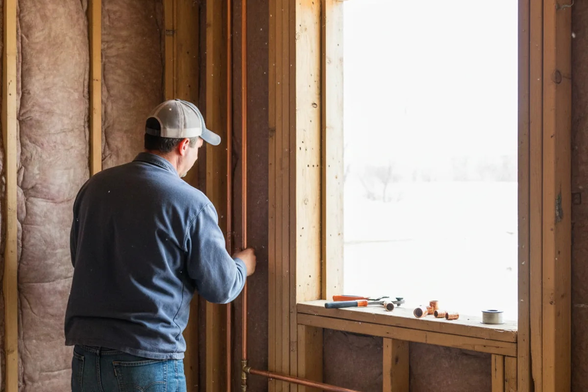 Licensed plumber running new copper supply lines in a Barto home